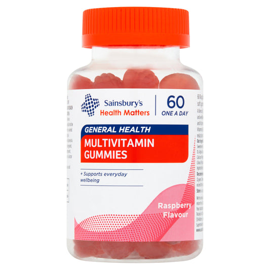 Sainsbury's One a Day General Health Multivitamin Gummies Raspberry Flavour x60 Vitamins Minerals & Supplements Sainsburys   