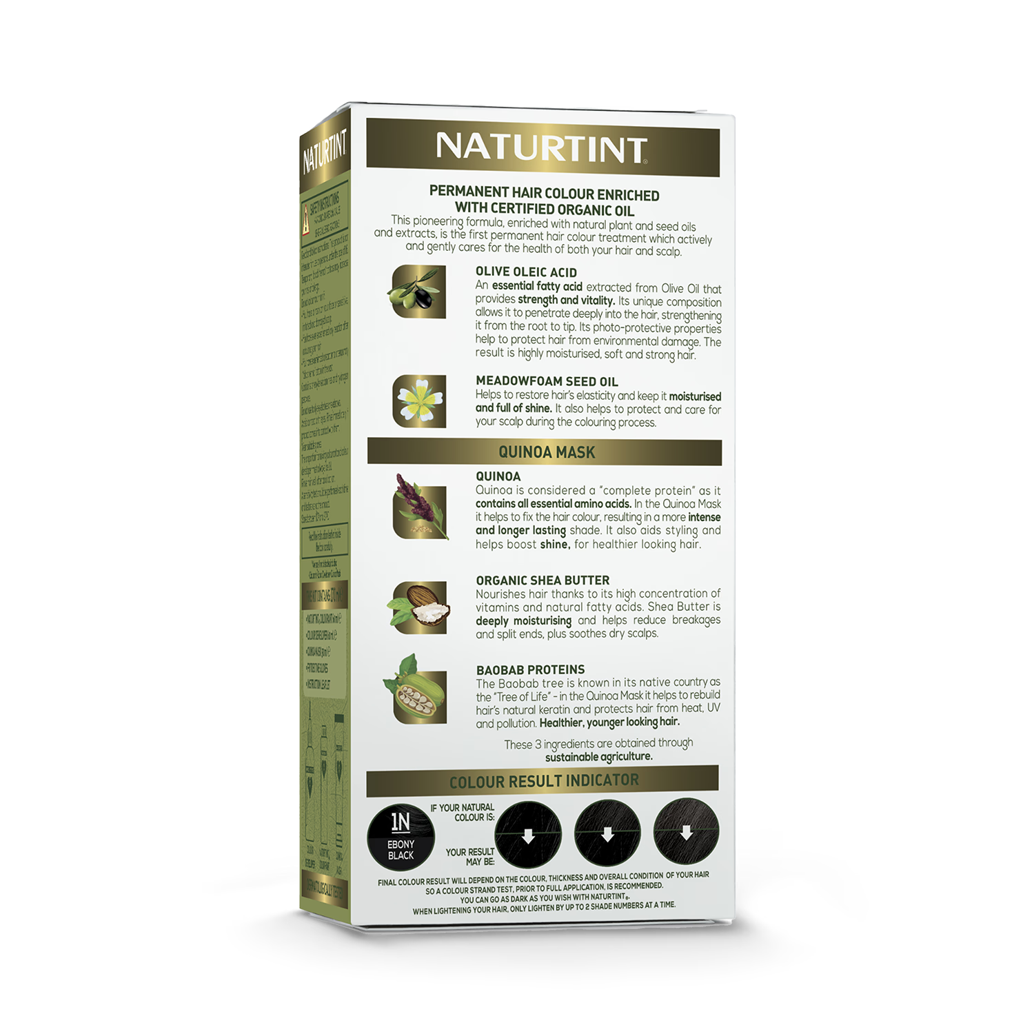 Naturtint Permanent Hair Colour 1N Ebony Black, imported from the UK