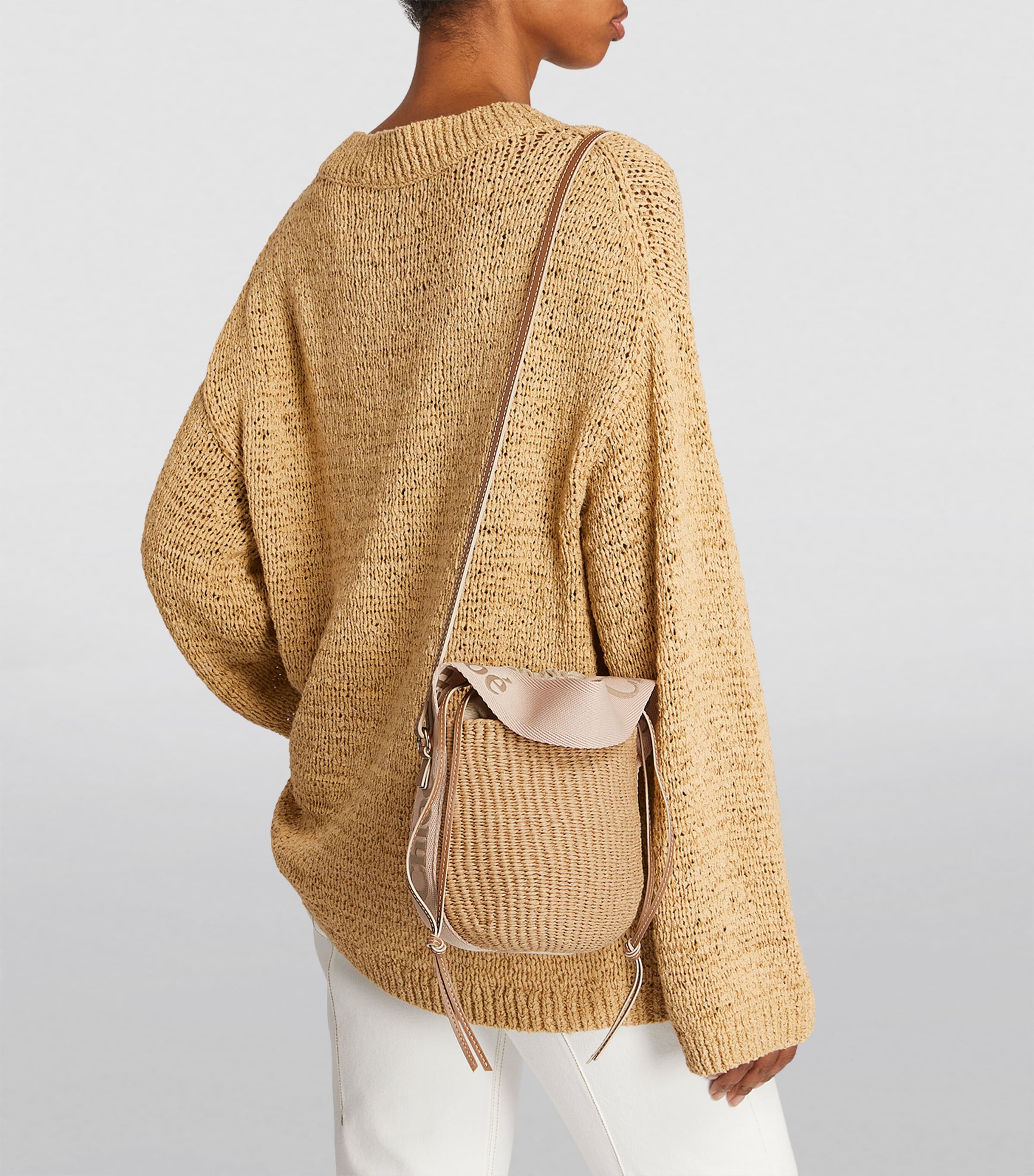 Chloé Small Woody basket bag in paper fibre and leather - UK version