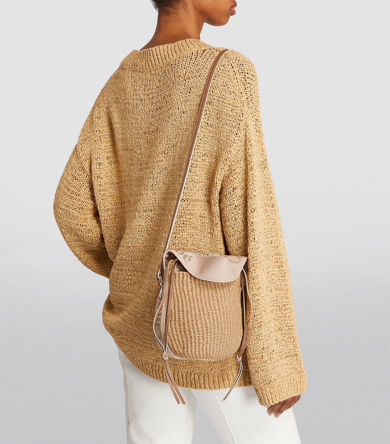 Chloé Small Woody basket bag in paper fibre and leather - UK version