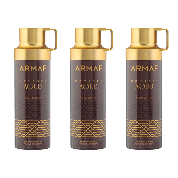 ARMAF Odyssey Aoud perfumed deodorant spray 200ml pack of 3, UK version