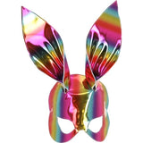 Smiffys rainbow metallic bunny mask with elastic, imported from the UK