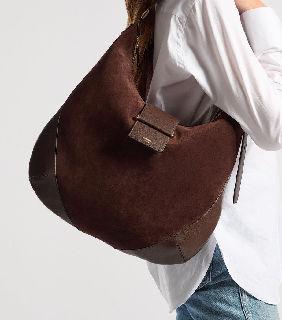 Jimmy Choo medium bar suede shoulder bag, imported from the UK