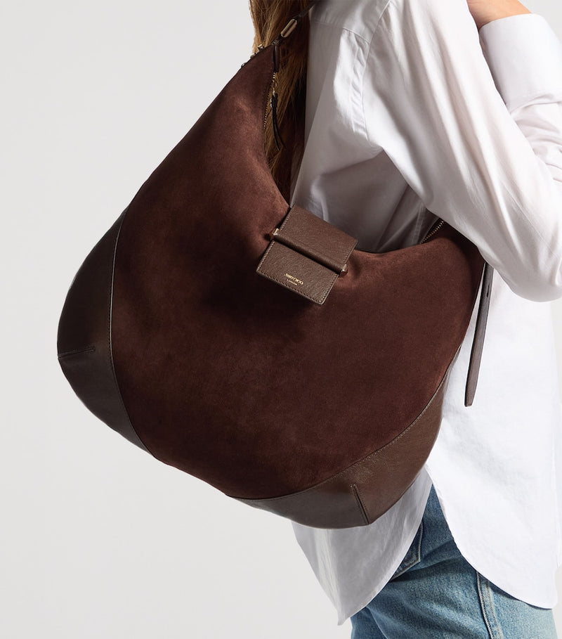 Jimmy Choo medium bar suede shoulder bag, imported from the UK