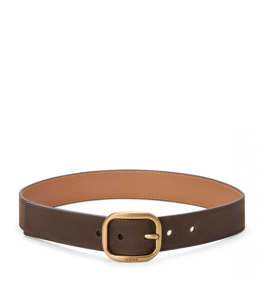LOEWE leather rounded rectangle belt calfskin 3.5cm, imported from the UK