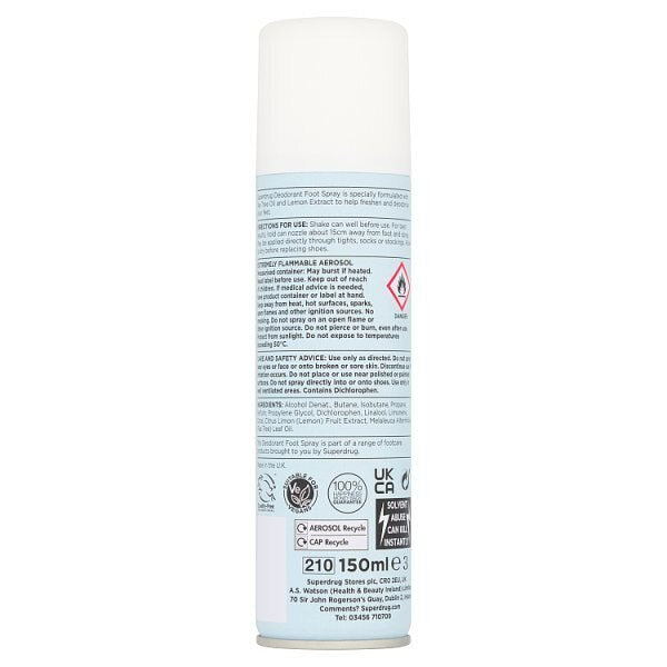 Superdrug 150ml Deodorant Foot Spray