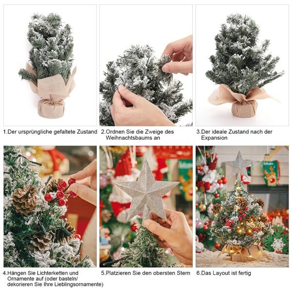 Livingandhome Mini Pre Lit Artificial DIY Christmas Tree