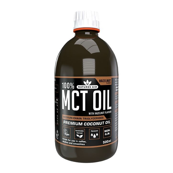 Natures Aid Medium Chain Triglycerides (MCT) Oil with Caramel Flavour 500ml GOODS Holland&Barrett Hazelnut