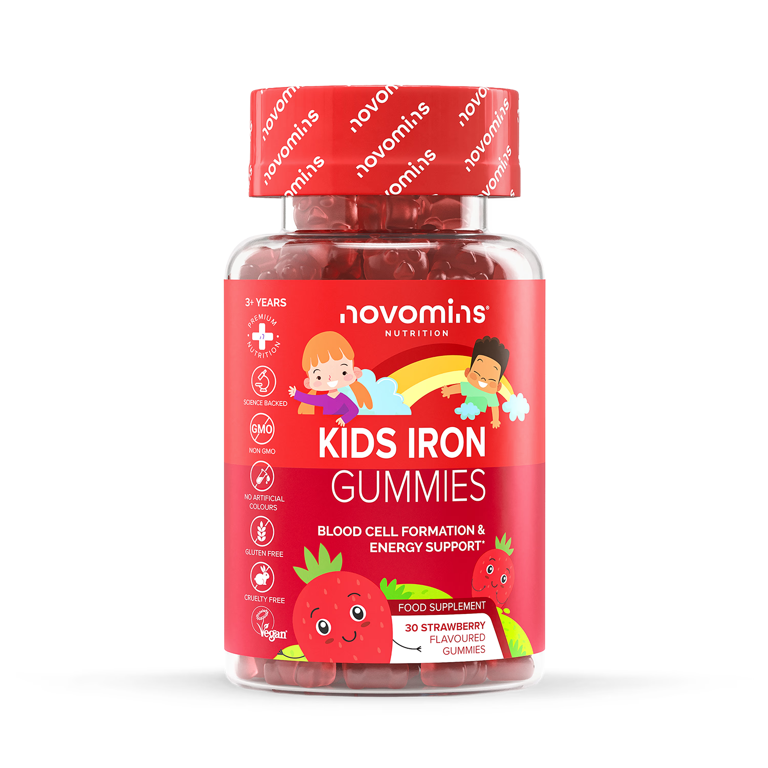 Novomins kids iron strawberry gummies 30, UK version