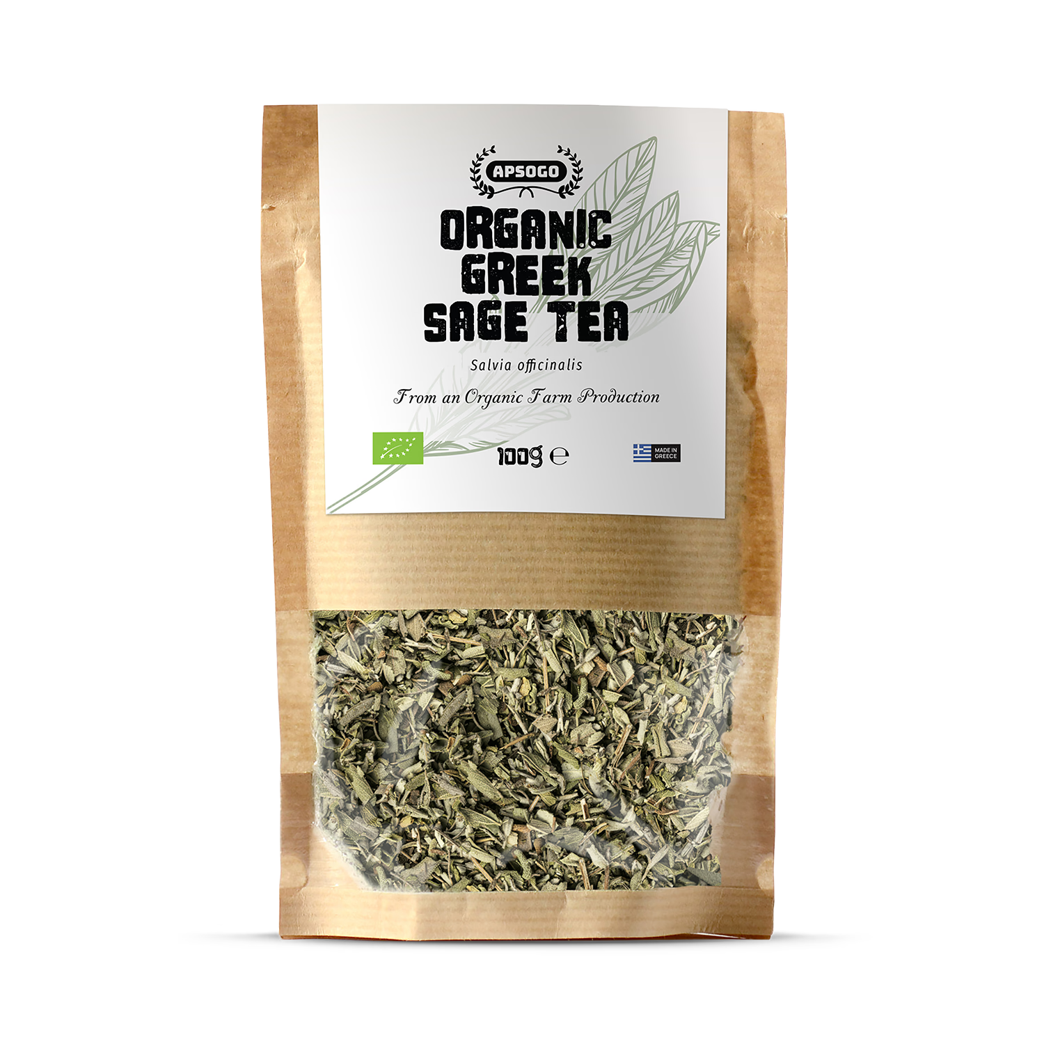APSOGO organic sage tea loose leaf 100g, imported from the UK