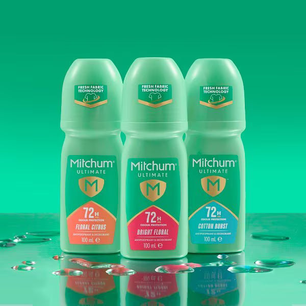 Mitchum Ultimate Roll On bright floral 100ml, imported from the UK