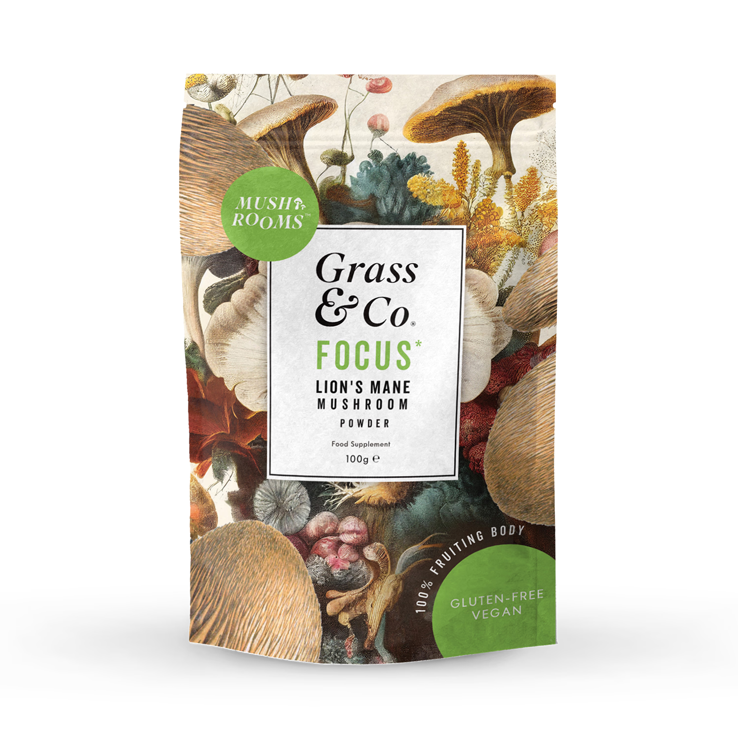 Grass & Co. Lion's Mane Mushroom Powder 100g, UK version