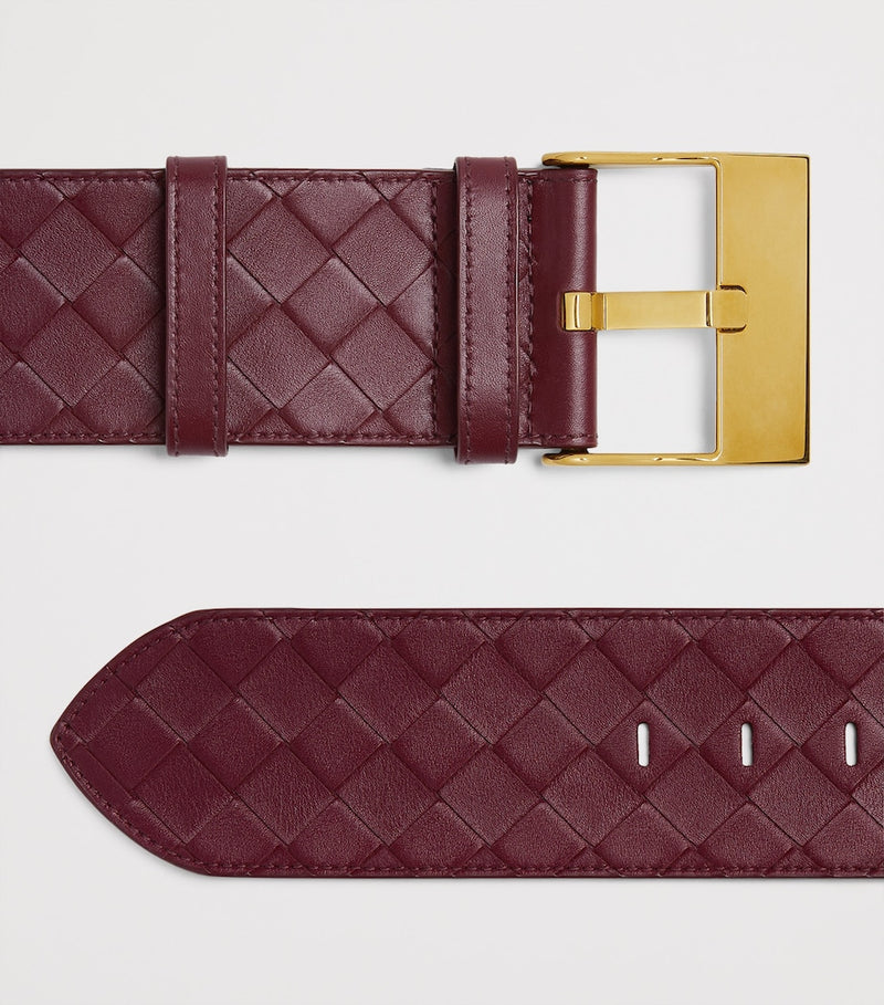 Bottega Veneta calfskin Intrecciato watch belt, imported from the UK