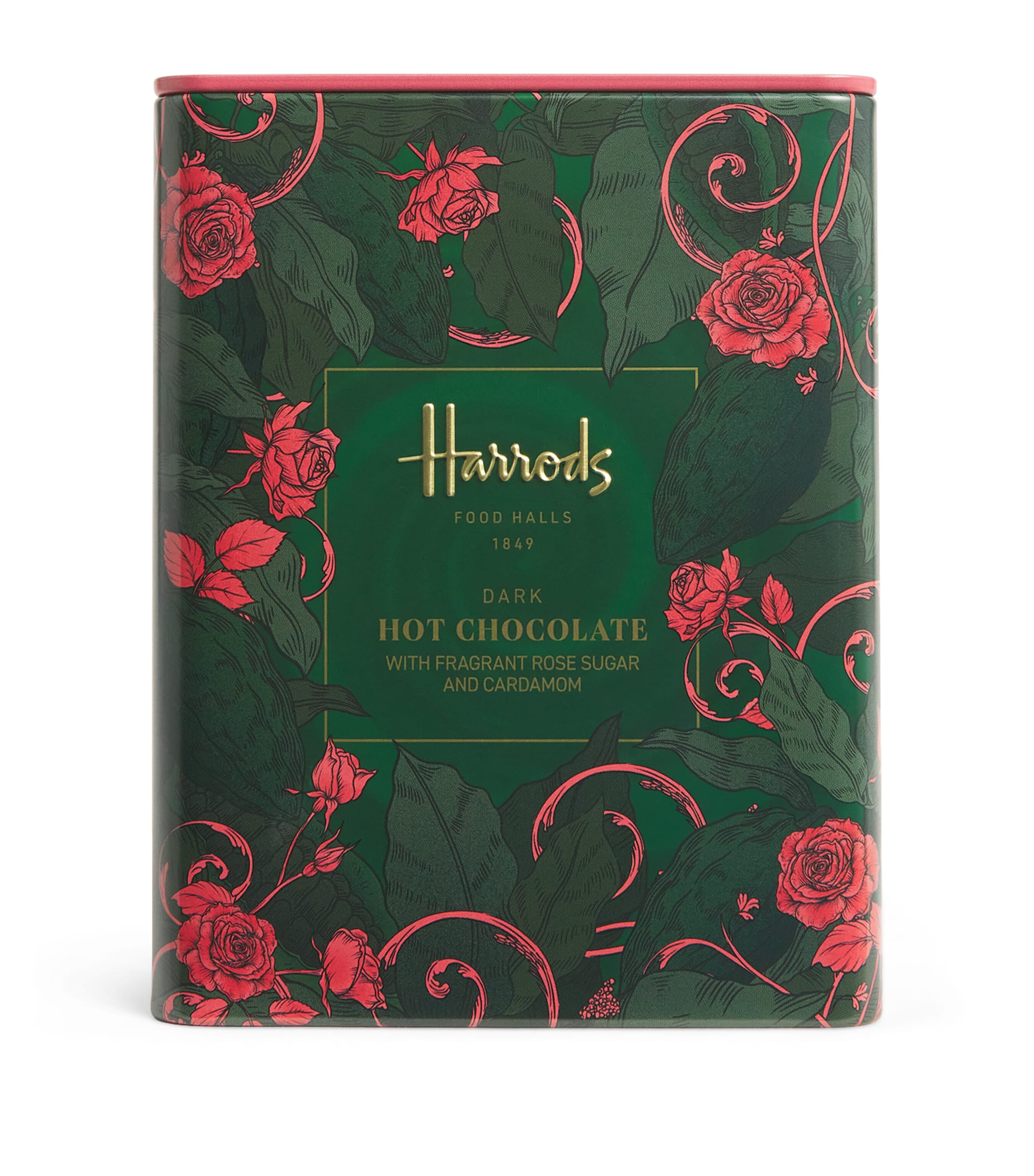 Harrods dark hot chocolate with rose and cardamom 250g, UK version