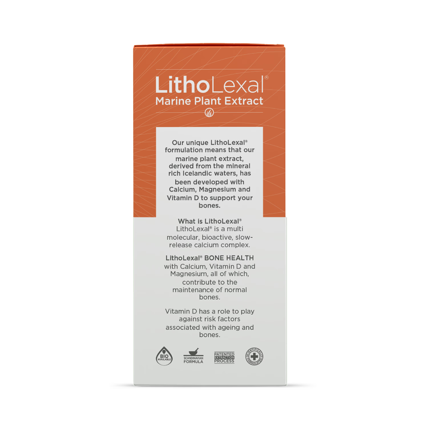 LithoLexal Bone Health supplement bottle, UK version