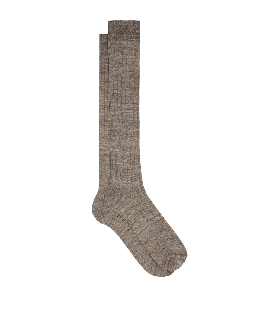 Dunhill mens linen-blend ribbed socks - British product