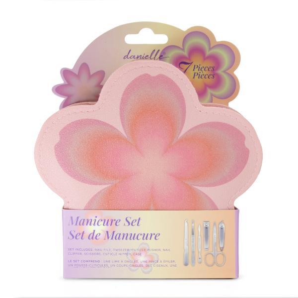 Danielle Creations 7-piece pink flower manicure set, imported from the UK