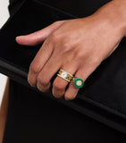 L'atelier Nawbar Small Yellow Gold Diamond Emerald Pearl Bond Street Ring Size 48, UK version
