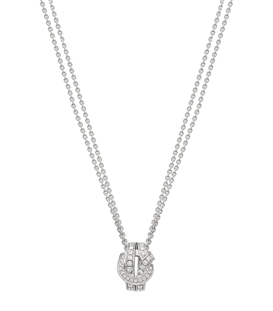 Boodles white gold diamond knot pendant necklace - British product