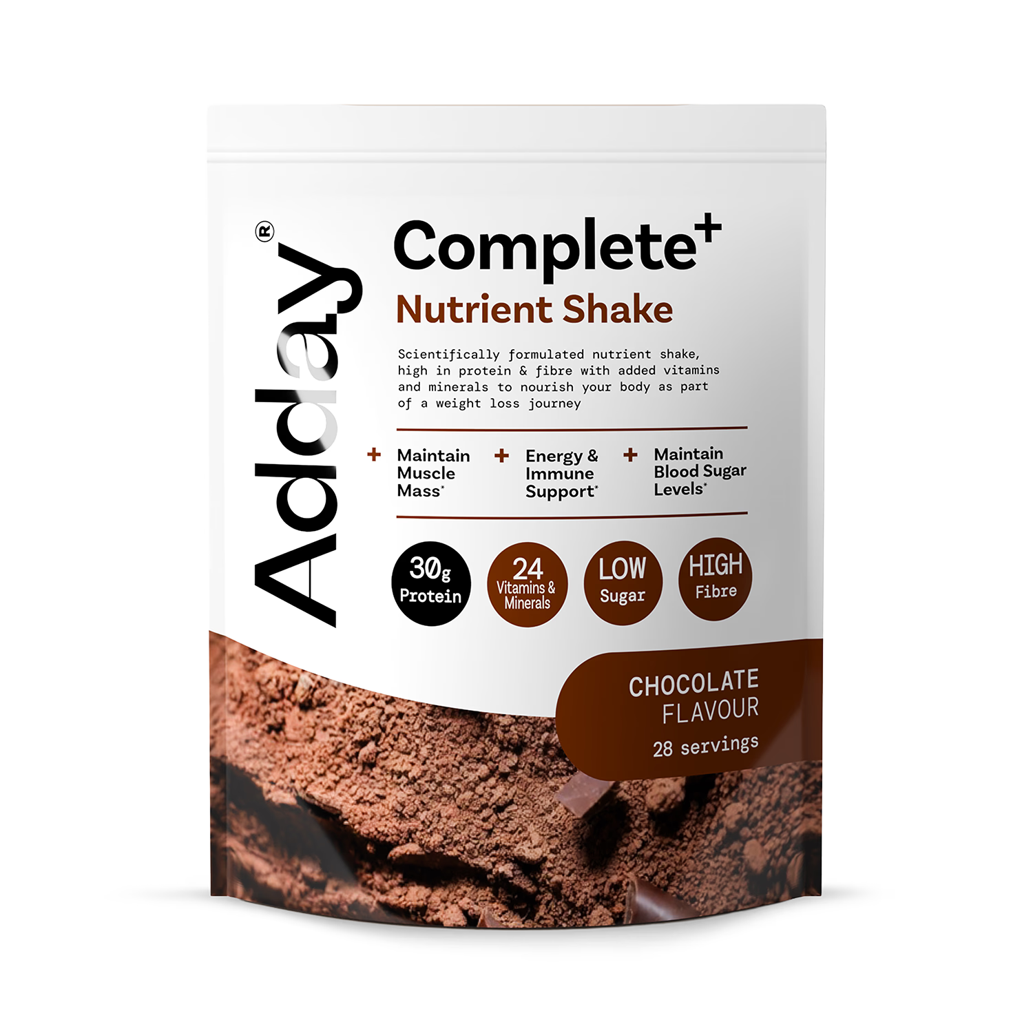 Adday Complete+ Nutrient Shake Chocolate 1.28 kg - British product