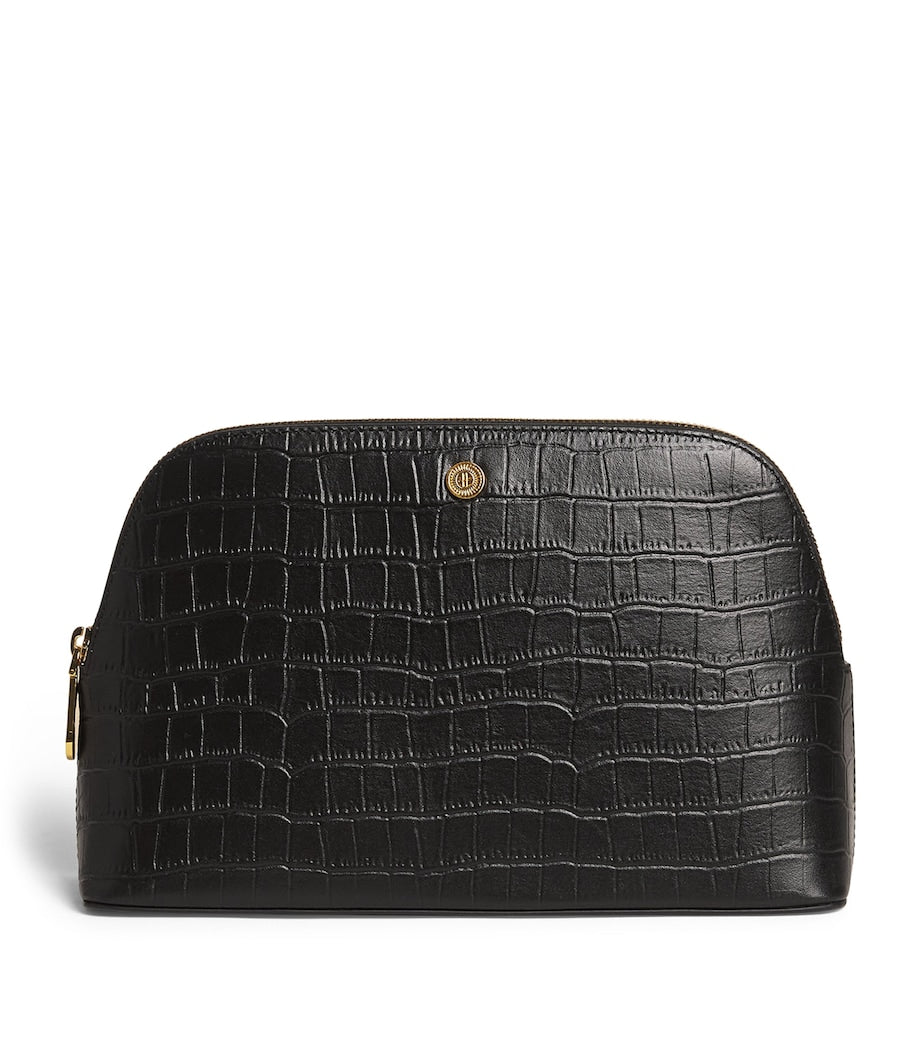 Harrods large croc-embossed leather cosmetics bag (British brand)