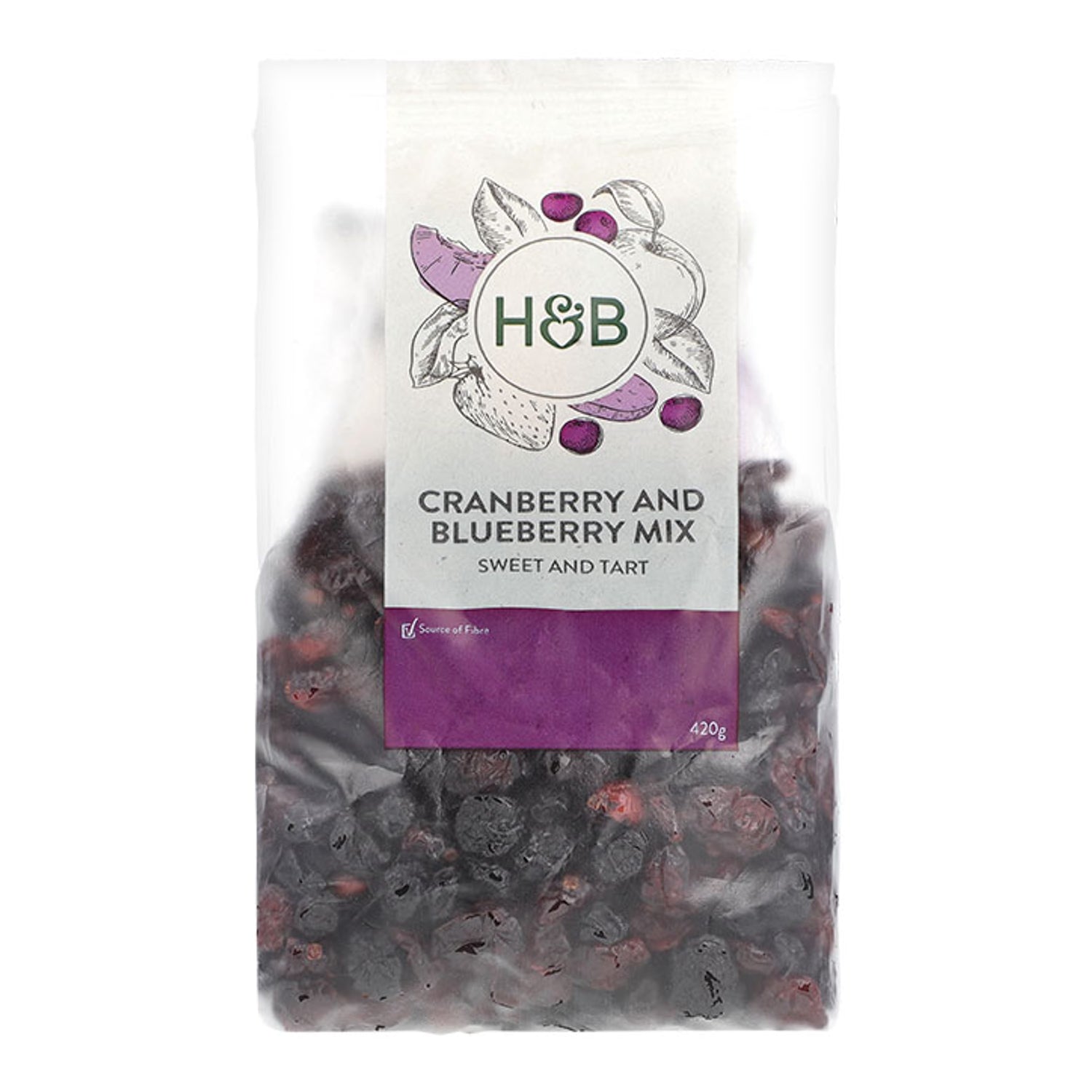 Holland & Barrett cranberry blueberry dried fruit mix 420g, UK version
