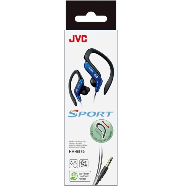 JVC HA-EB75-AN-U Adjustable Sport Clip Earphones, Blue