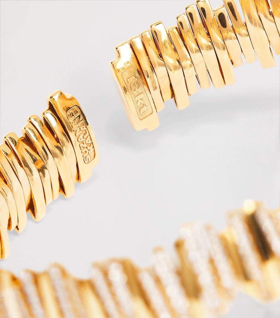 Suzanne Kalan half pavé cuff bangle yellow gold diamonds - British product