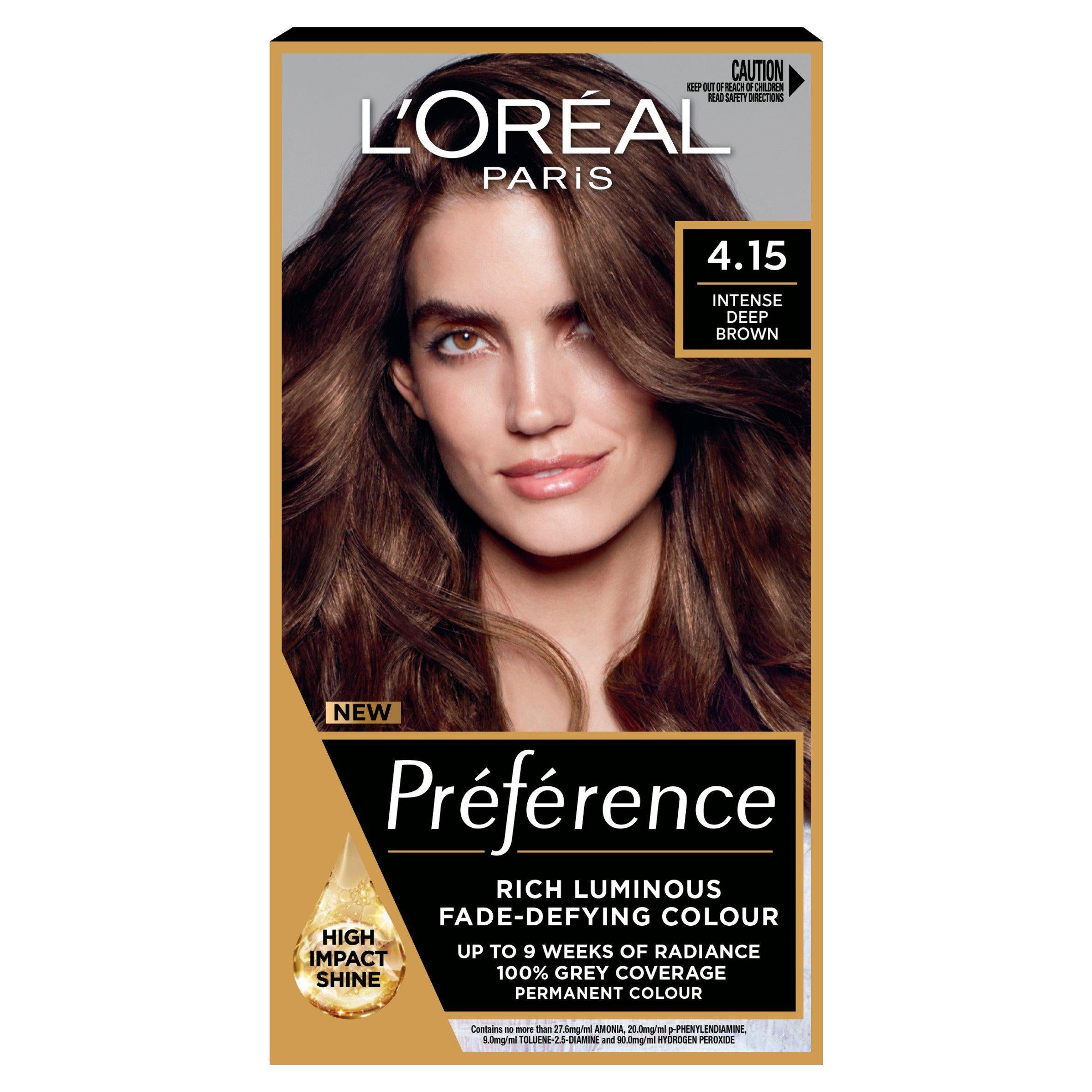 L'Oreal Paris Preference Permanent Hair Dye Caracas Intense Deep Brown 4.15 Brunette Sainsburys   