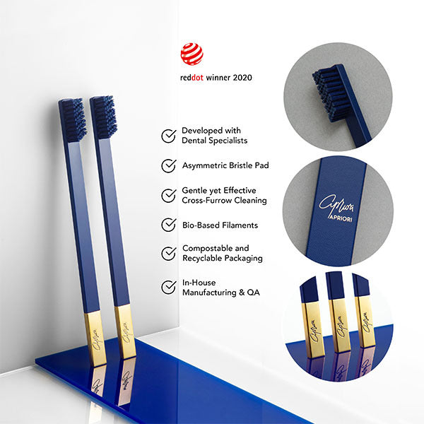APRIORI Sapphire Blue Gold Medium toothbrush - British product