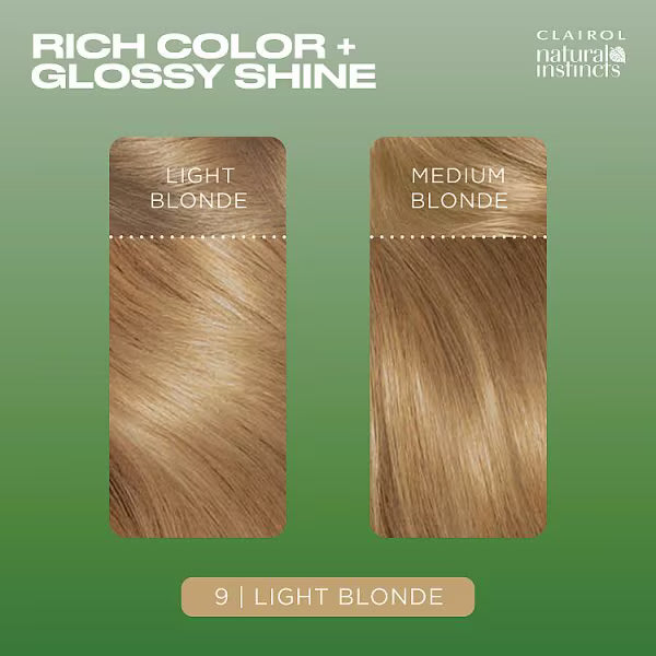 Clairol Natural Instincts semi-permanent hair dye 9 Light Blonde, imported from the UK