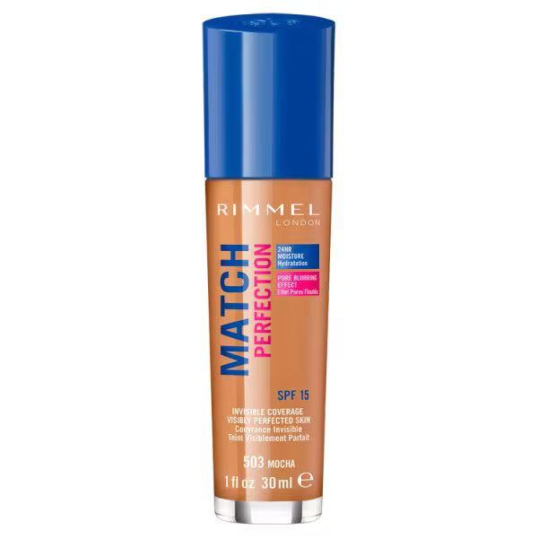 Rimmel London Match Perfection Foundation Mocha, imported from the UK