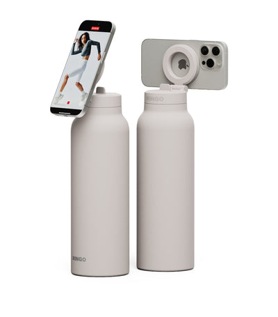 Trinkflasche mit integriertem Trinkhalm und breitem Boden, 710 ml