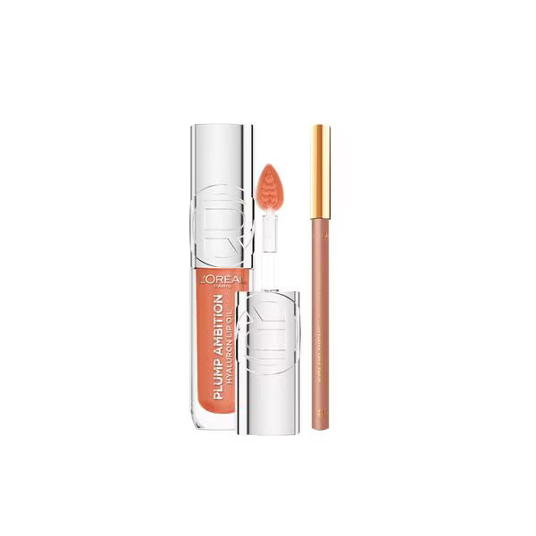 L'Oréal Paris Plump Ambition Lip Oil Liner Duo Nude, UK version