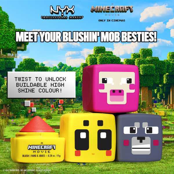 NYX Professional Makeup Minecraft Movie Cheeky Mob Balms imported from the UK