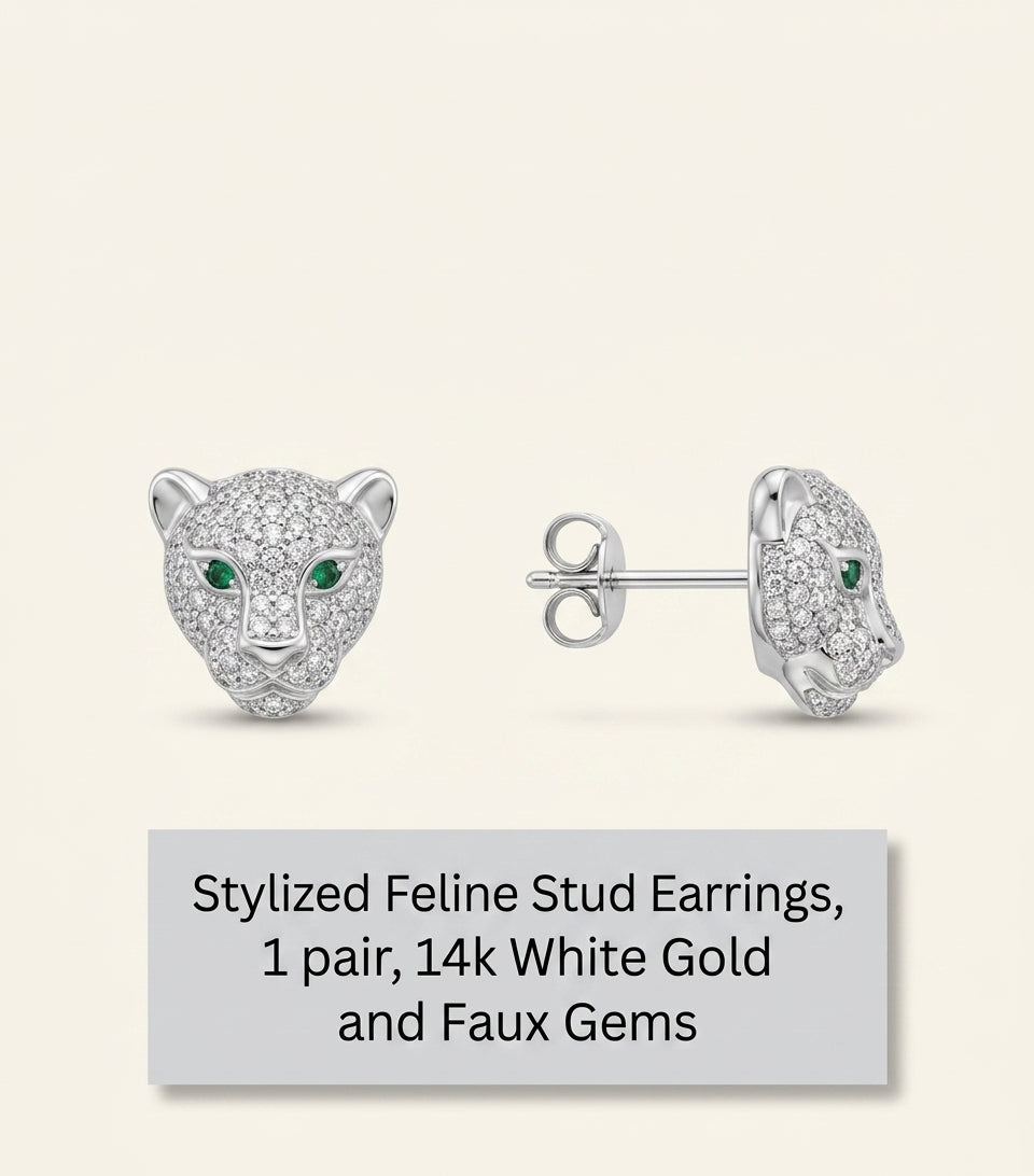 Cartier Panthere earrings with diamonds emerald onyx 18K white gold, UK version