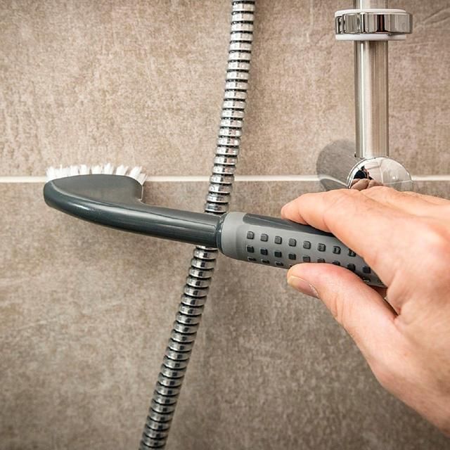 Addis Metallic Graphite ComfiGrip Tile and Grout Cleaning Brush