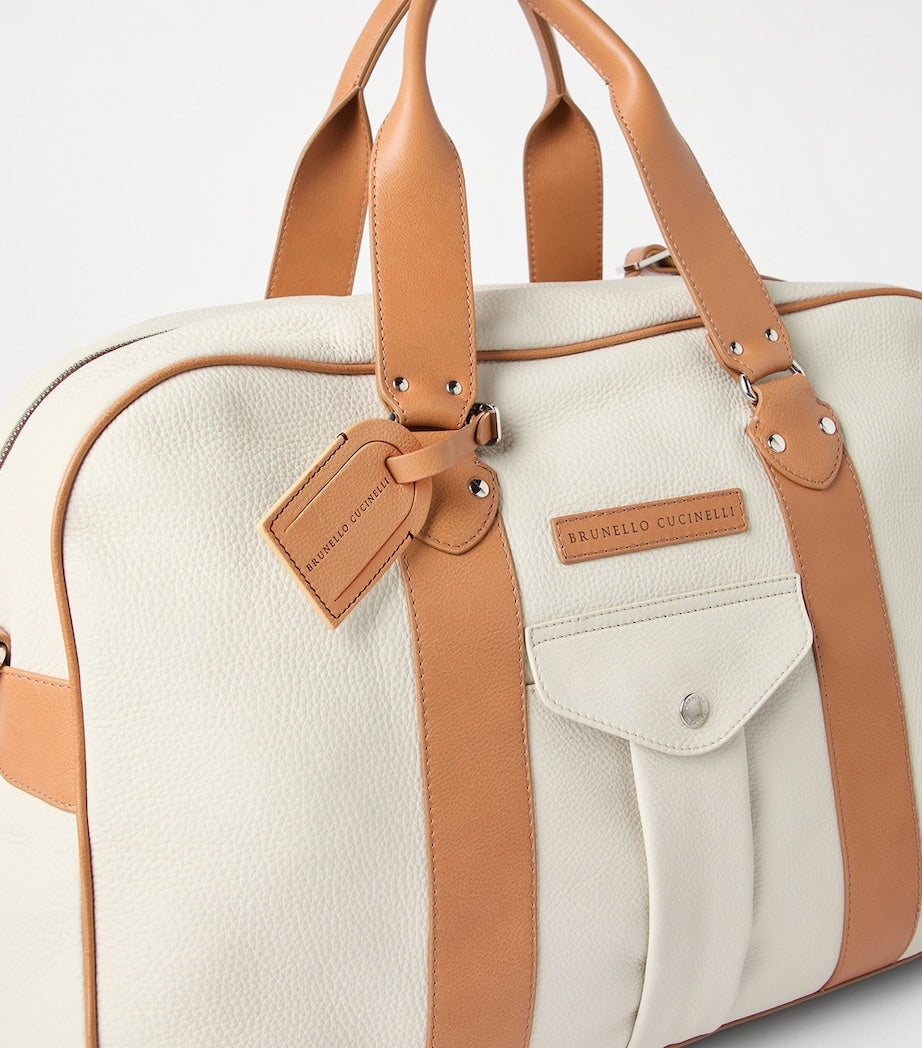 Compact Leather Travel Bag with Inner Pockets and Sturdy Handles 39x55x25cm