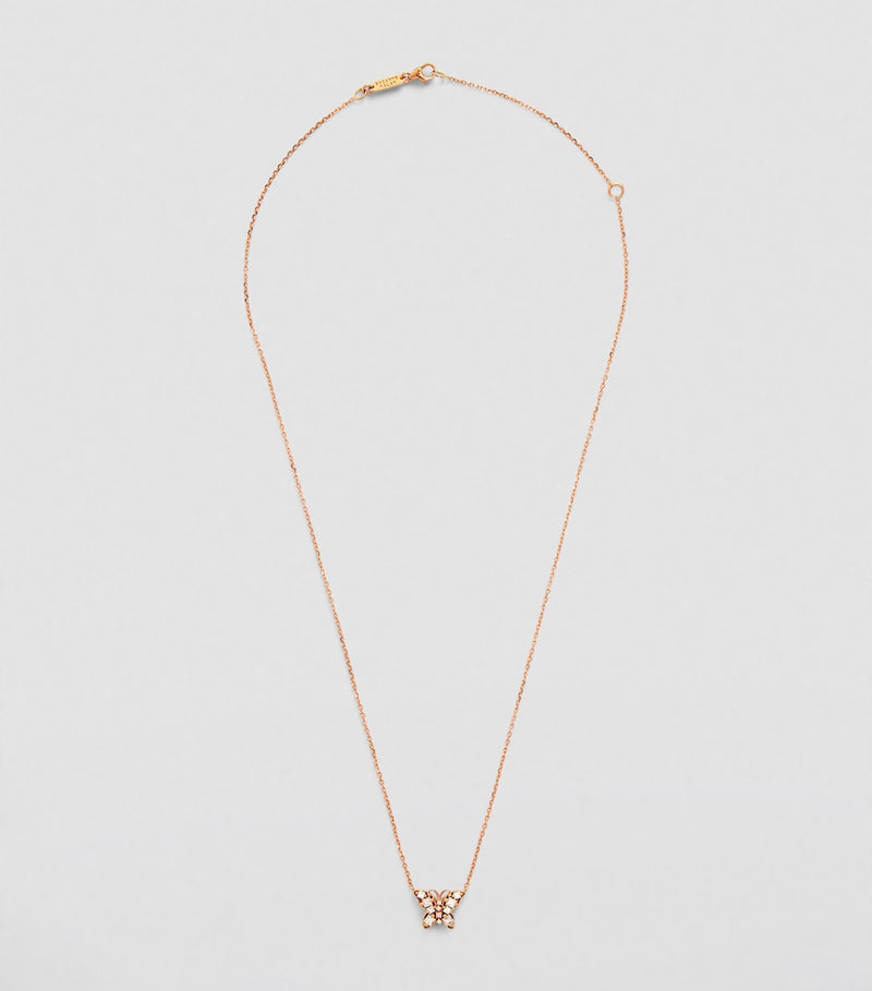 Suzanne Kalan rose gold diamond butterfly necklace adjustable chain - British product