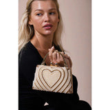 SVNX Heart Pearl Clutch Bag in Gold, UK version