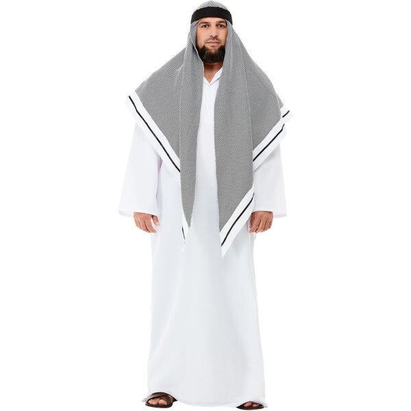 Smiffys deluxe fake sheikh costume white robe headdress (British brand)