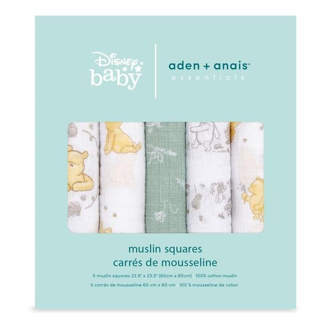 Aden+Anais essentials 5 pack cotton muslin squares Winnie+friends   5 per pack