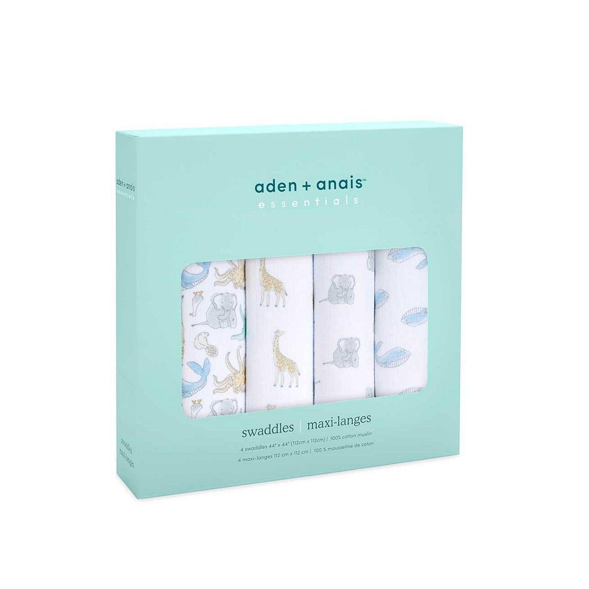 aden + anais™ Essentials Cotton Muslin 4 Pack Swaddle Blanket - Natural History - McGrocer