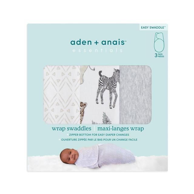 Aden+Anais essentials easy swaddle wrap 1.0 TOG 3 pack toile (0-3months)   3 per pack