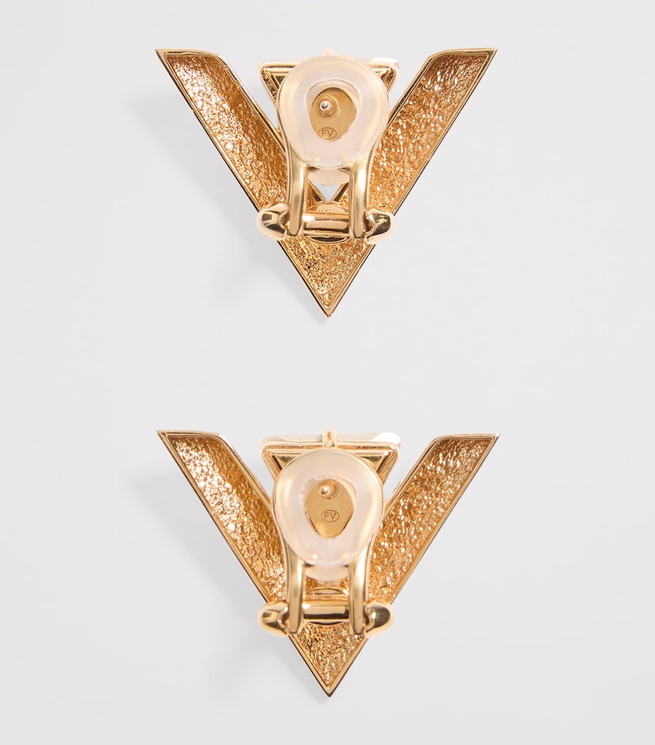Valentino Garavani Large Je Les V logo earrings gold-tone brass crystal, imported from the UK