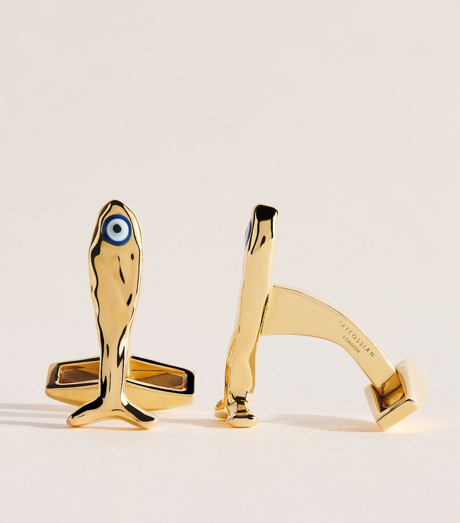 Tateossian gold-plated sterling silver Feng Shui fish cufflinks, UK version
