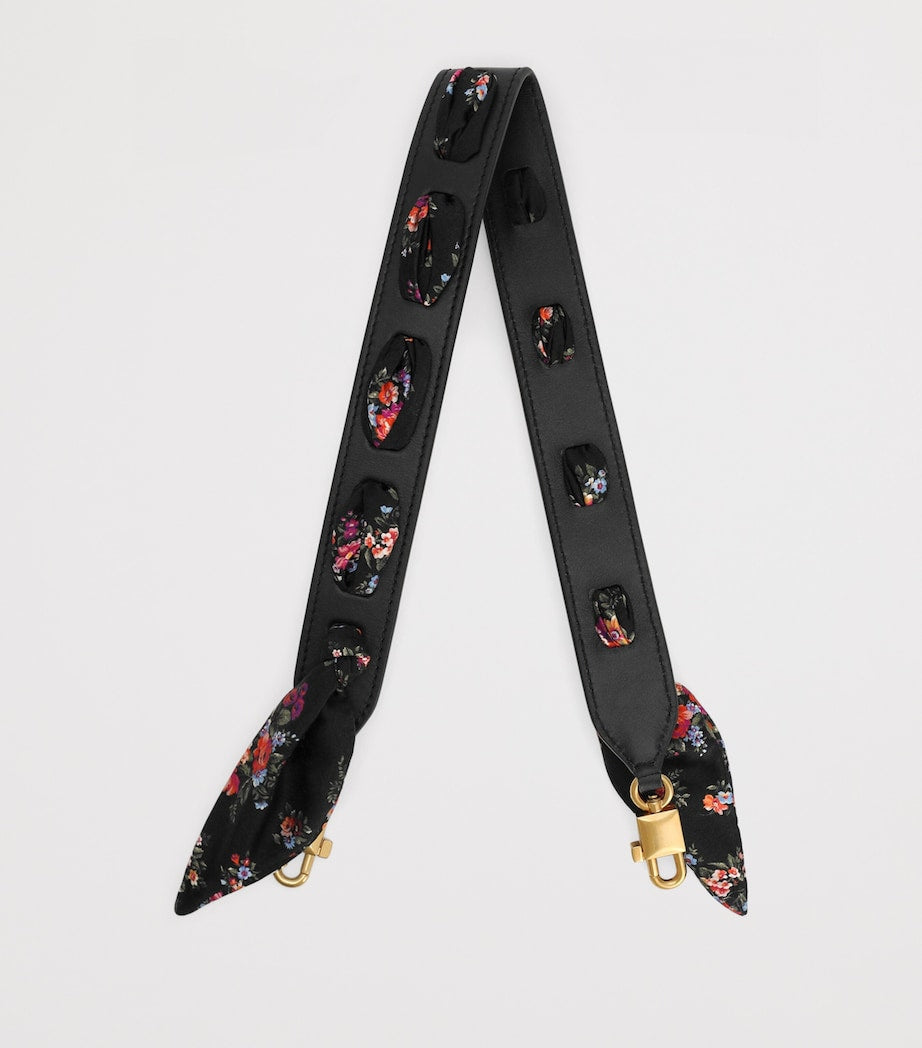Dolce&Gabbana leather silk floral trim bag strap 57cm, UK version