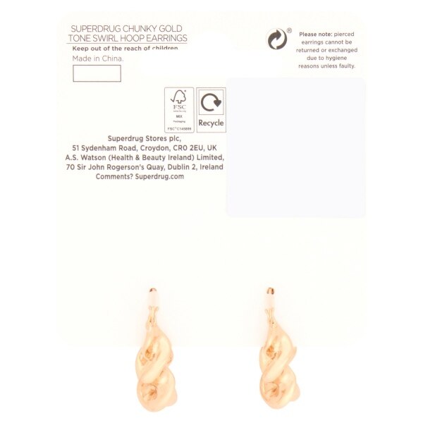 Superdrug Chunky Gold Swirl Hoop Earrings GOODS Superdrug   