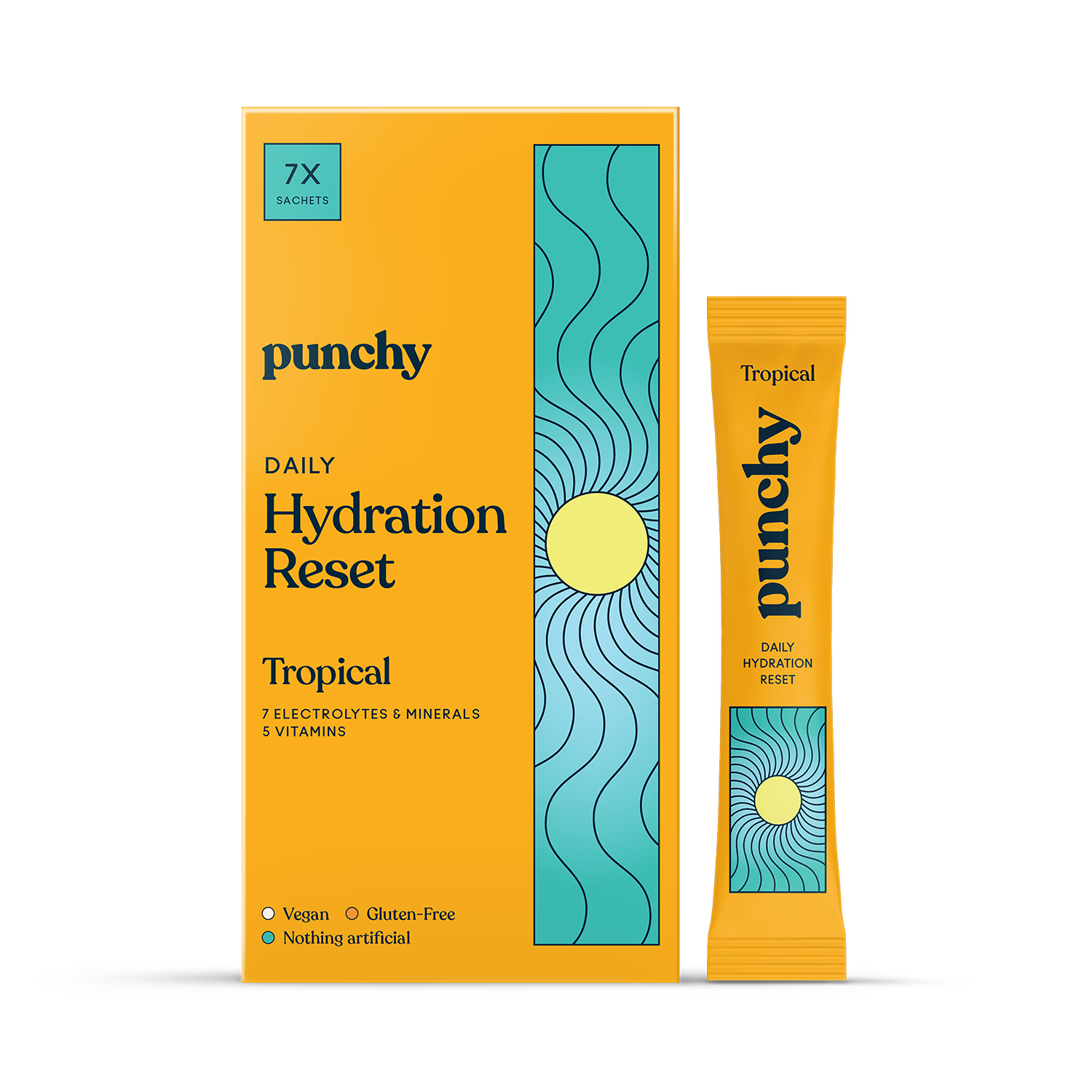 Punchy Tropical hydration supplement 7 sachets (British brand)