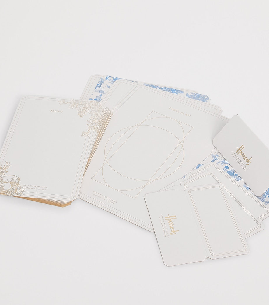 Harrods Toile du Jouy hosting set with place and menu cards (British brand)